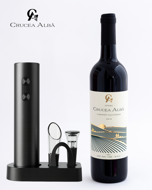 Set Cadou Tirbușon Electric + Sticla Vin Roșu Cabernet Sauvignon 2019